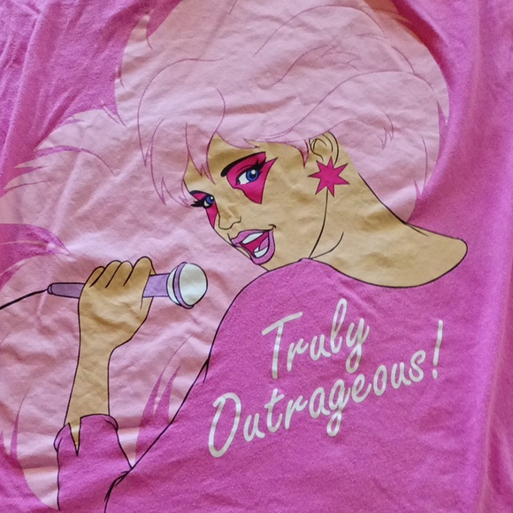 BRIEFLY STATED GEM & the HOLOGRAMS Pink T-Shirt with Cartoon Print Size Large - Picture 4 of 4